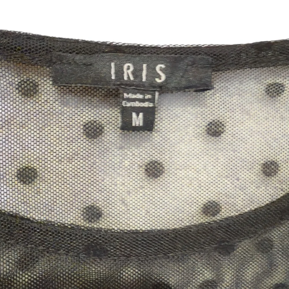 Black Mesh‎ Bodysuit M Polka Dot  Flare Sleeve Whimsygoth Romantic Goth Altcore - Picture 3 of 7